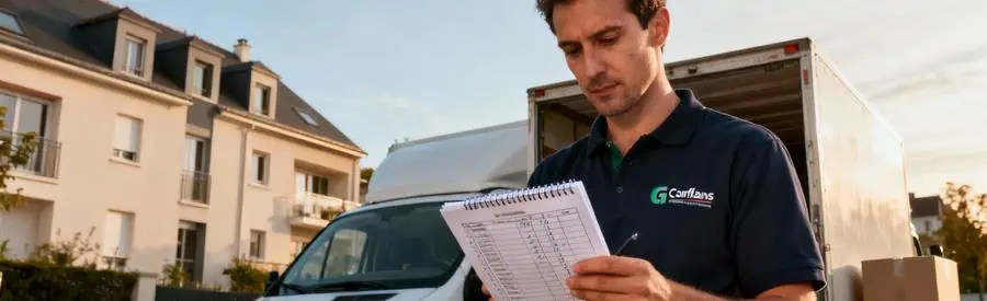 Déménageur évaluant le volume d'un déménagement à Conflans-Sainte-Honorine avec inventaire détaillé