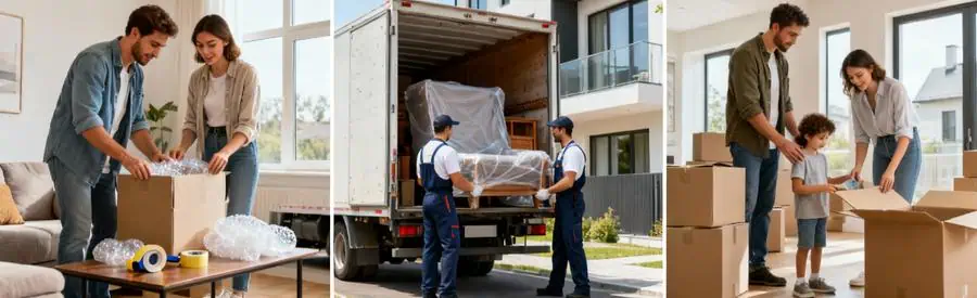 Trois formules de services de déménagement : emballage personnel, transport professionnel et installation complète