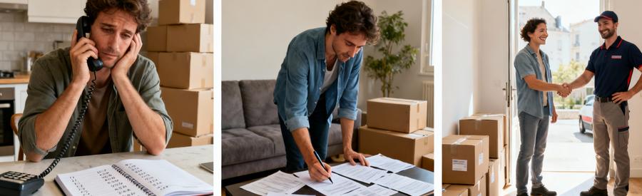 Comparaison recherche traditionnelle versus simplifiée de déménageur au Mans, gain de temps avec demande unique