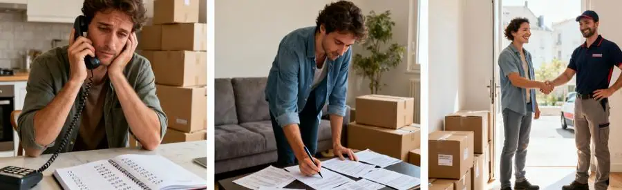 Comparaison recherche traditionnelle versus simplifiée de déménageur au Mans, gain de temps avec demande unique