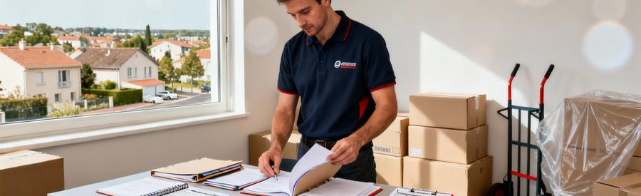 Organisation Demande Demenagement Trappes Yvelines Déménageur organisant documents et checklist pour demande de déménagement à Trappes dans les Yvelines
