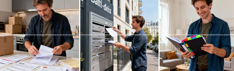 Organisation des démarches administratives après un déménagement à Saint-Denis avec documents et formulaires