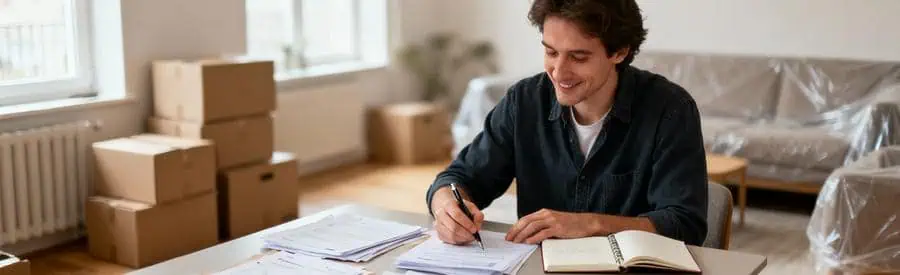 Personne organisant documents et dossiers pour préparer son déménagement à Metz avec méthode et efficacité