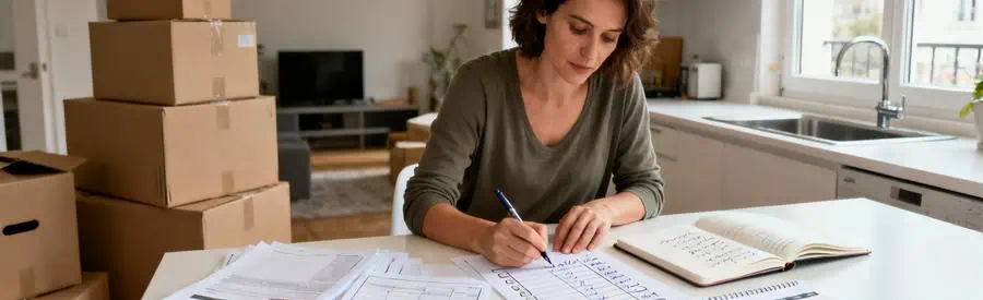 Personne organisant documents et checklist pour préparer son déménagement à Vitry-sur-Seine