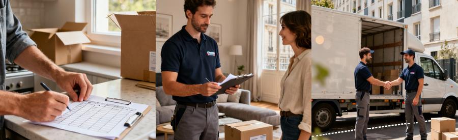 Processus complet d'organisation d'un déménagement à Aubervilliers en trois étapes avec professionnels
