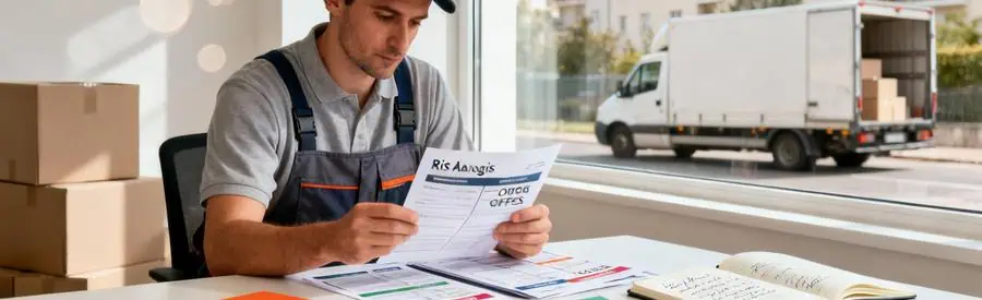 Professionnel examinant plusieurs offres de déménageurs partenaires vérifiés à Ris-Orangis