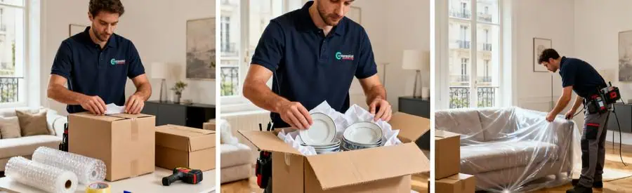 Déménageurs proposant services complémentaires : fourniture cartons, emballage professionnel, protection meubles