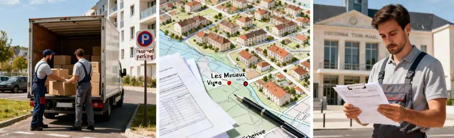 Organisation déménagement quartiers Mureaux avec réservation stationnement et planification zones résidentielles