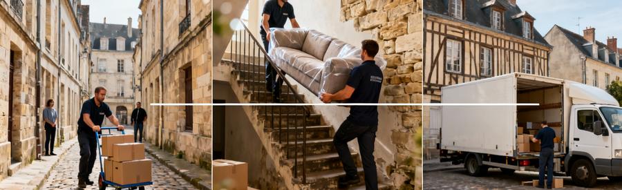 Déménageurs professionnels adaptant leur logistique aux contraintes du centre historique d'Angers