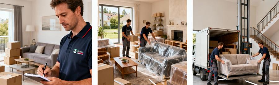 Volumes Demenagement Trappes Tarifs 2026 Trois volumes de déménagement différents à Trappes illustrant variations de tarifs selon quantité mobilier