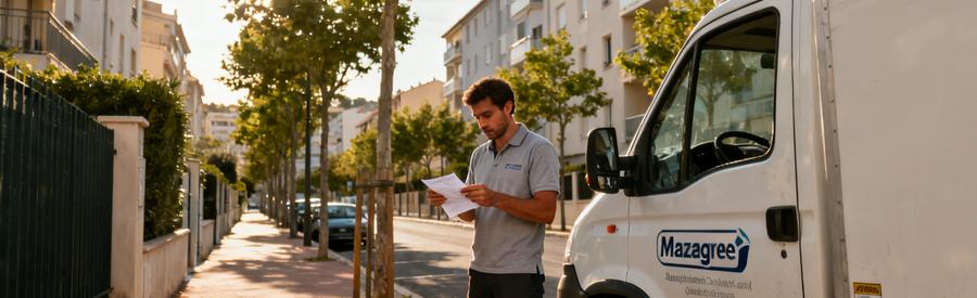 Camion de déménagement autorisé stationné dans rue résidentielle calme de Mazargues à Marseille 9ème