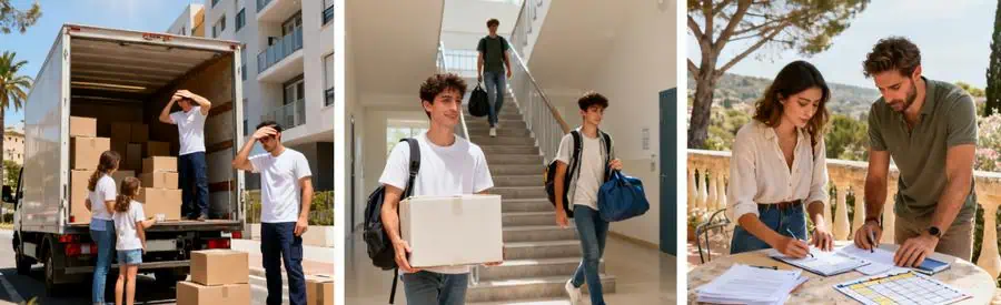 Comparaison trois périodes de déménagement en PACA : été chargé, rentrée étudiante septembre, période calme optimale