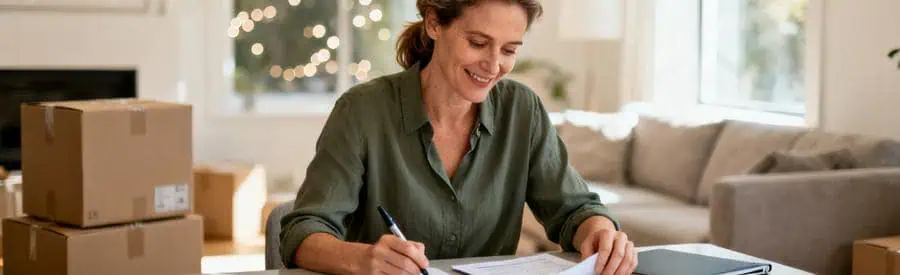 Personne comparant plusieurs offres de déménagement sur documents papier à Montivilliers