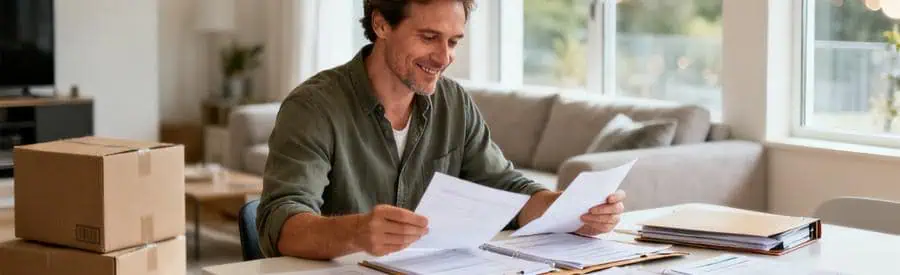 Comparaison Offres Demenageurs Frejus Documents Personne comparant plusieurs offres de déménageurs sur documents papier à Fréjus