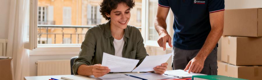 Personne comparant plusieurs offres de déménageurs professionnels à Marseille avec conseiller