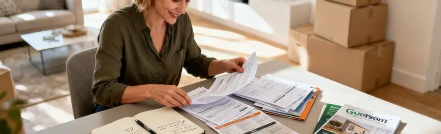 Comparaison Offres Demenageurs Sens Yonne Personne comparant plusieurs offres de déménageurs professionnels à Sens sur documents papier