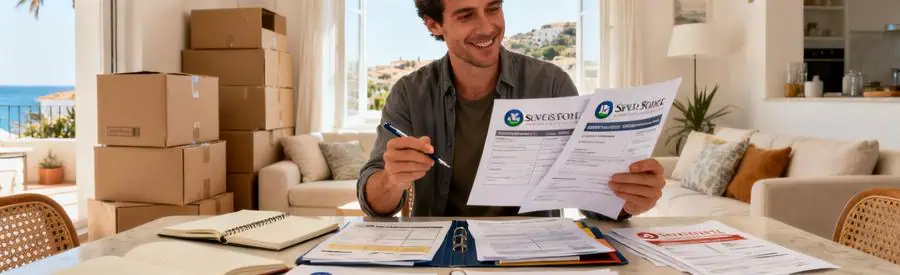 Personne comparant plusieurs offres de déménageurs sur documents papier à Six-Fours-les-Plages