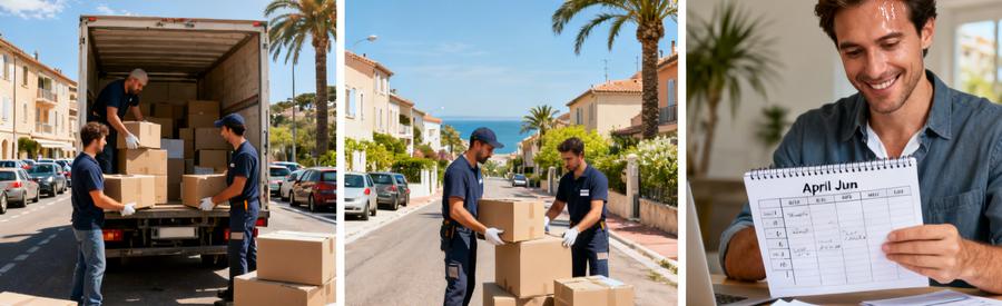Comparaison visuelle des conditions de déménagement selon les saisons à Saint-Raphaël