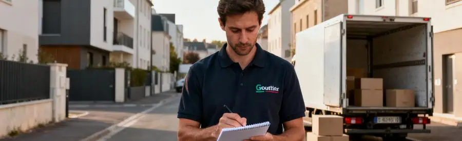 Evaluation Tarifs Demenagement Sotteville Les Rouen Déménageur professionnel évaluant les tarifs d'un déménagement local à Sotteville-lès-Rouen