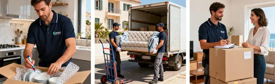 Triptyque illustrant les différentes formules de services de déménagement à Six-Fours-les-Plages