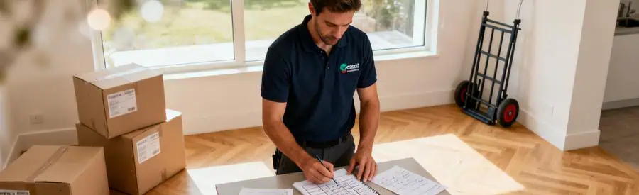 Déménageur organisant documents et inventaire pour planifier un déménagement rapide à Anglet