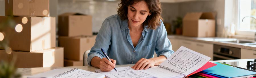 Personne organisant documents et checklist pour préparer son déménagement à Cavaillon avec méthode