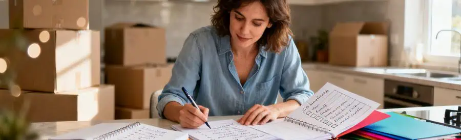 Personne organisant documents et checklist pour préparer son déménagement à Cavaillon avec méthode