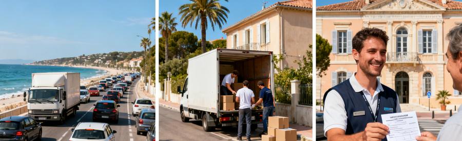 Planification Saisonniere Demenagement Hyeres Var Comparaison visuelle entre déménagement en haute saison touristique et période calme à Hyères avec démarches mairie