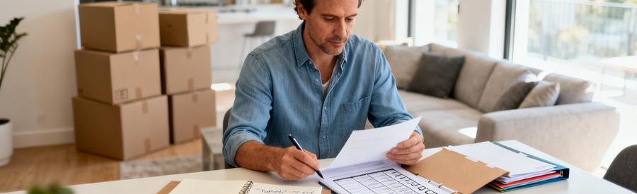 Preparation Demande Demenagement Valette Du Var Personne organisant documents et inventaire pour préparer sa demande de déménagement à La Valette-du-Var