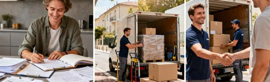 Processus complet de comparaison d'offres de déménagement à Bron : consultation documents, chargement et validation