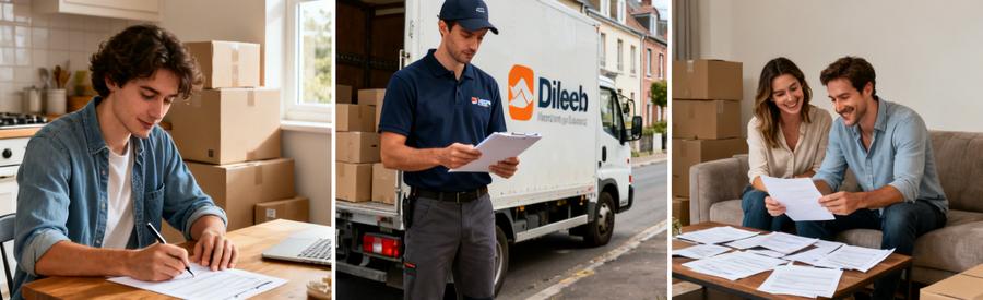 Processus Comparaison Offres Demenagement Dieppe Processus en 3 étapes pour comparer les offres de déménagement à Dieppe : formulaire, réception et choix final