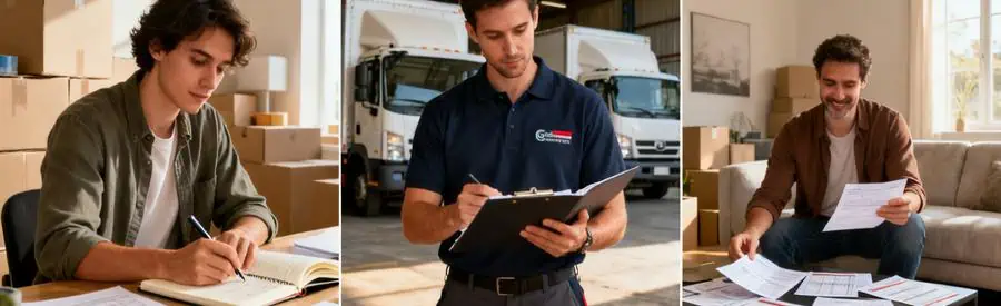 Processus en 3 étapes pour obtenir une estimation de déménagement à Albi : renseignement projet, transmission aux professionnels, réception offres