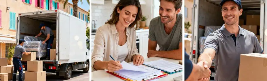 Processus complet de sélection de déménageurs professionnels à Sanary-sur-Mer, du chargement à la collaboration