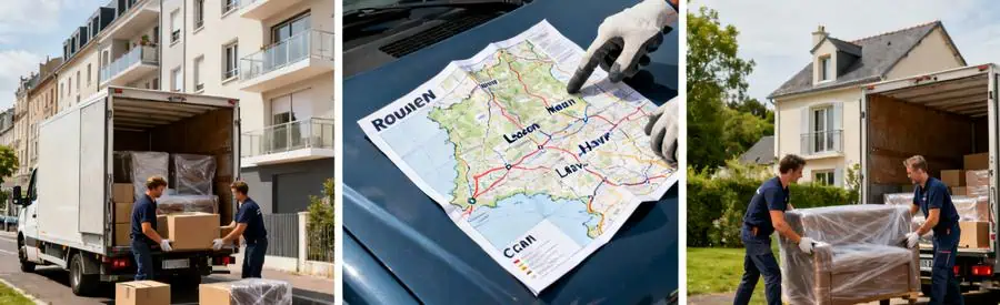 Déménagement depuis Saint-Étienne-du-Rouvray vers destinations normandes Rouen Le Havre Caen