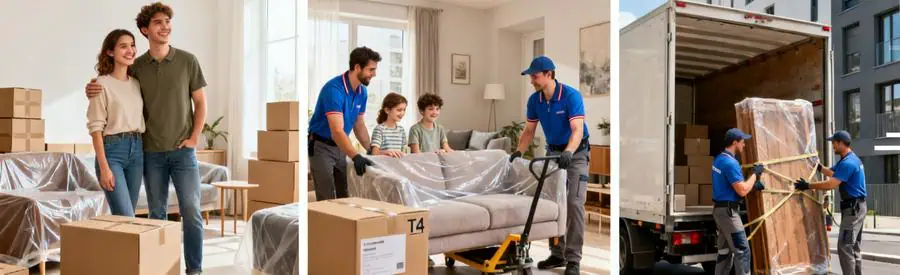 Volumes Logements Demenagement Abbeville Trois configurations de logements à déménager à Abbeville : studio, T4 familial et chargement camion longue distance