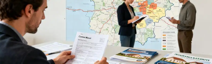 Personne examinant des documents pour choisir un déménageur en Indre-et-Loire avec une carte en arrière-plan.