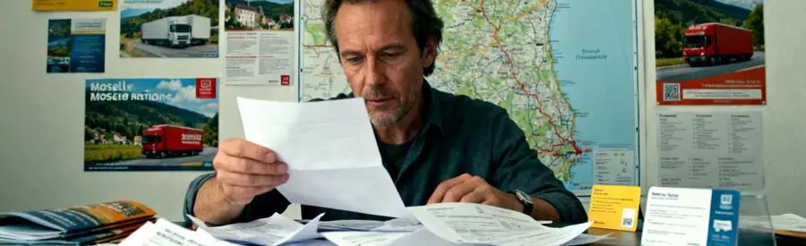 Personne examinant des documents pour comparer les déménageurs dans la région de Moselle.
