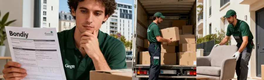 Personnes comparant différentes formules de déménagement à Bondy, dont économique et premium.