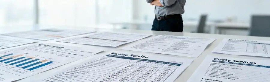 Personne comparant plusieurs offres de déménagement à Alès sur une table avec documents.