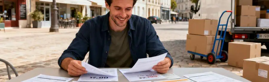 Comparaison Offres Demenagement Blois Client examinant des propositions de déménagement à Blois, ambiance d'organisation sereine.