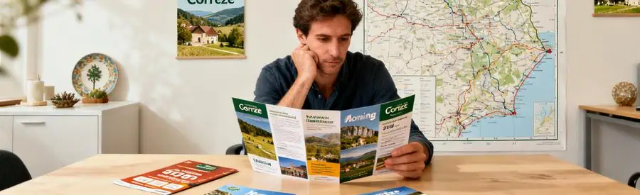 Personne examinant des brochures de déménagement en comparant les tarifs en Corrèze.