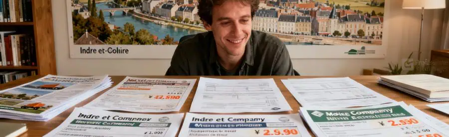 Personne comparant plusieurs offres de déménagement sur une table, avec une ambiance sereine.