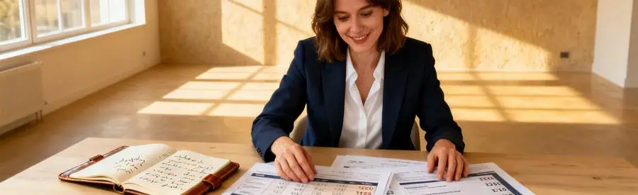 Personne examinant plusieurs offres de déménagement sur une table, symbolisant la comparaison dans l'Indre.