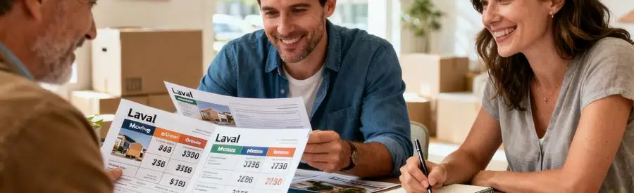 Comparaison Offres Demenagement Laval Personne examinant des documents pour comparer les offres de déménagement à Laval.