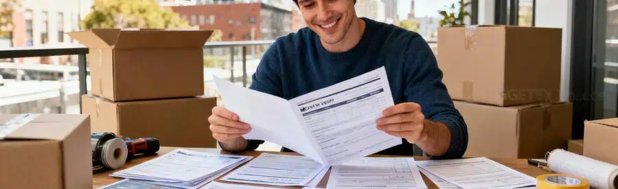 Comparaison Offres Demenagement Montigny Les Metz Personne examinant plusieurs offres de déménagement sur une table à Montigny-lès-Metz.