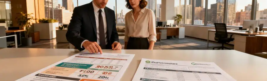 Comparaison Offres Demenagement Montrouge Professionnel examinant des offres de déménagement dans un bureau moderne à Montrouge.