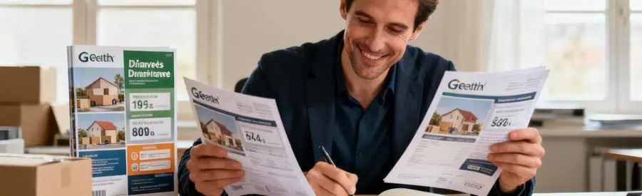 Homme comparant plusieurs offres de déménagement à Nevers, ambiance sereine et organisée.