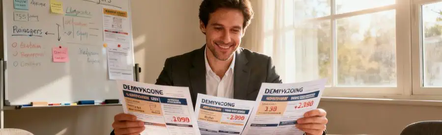 Comparaison Offres Demenagement Pyrenees Atlantiques Personne comparant plusieurs offres de déménagement dans les Pyrénées-Atlantiques, ambiance conviviale et organisée.