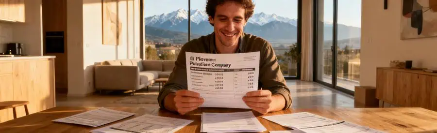 Comparaison Offres Demenagement Pyrenees Atlantiques Personne examinant des devis de déménagement dans un appartement des Pyrénées-Atlantiques.