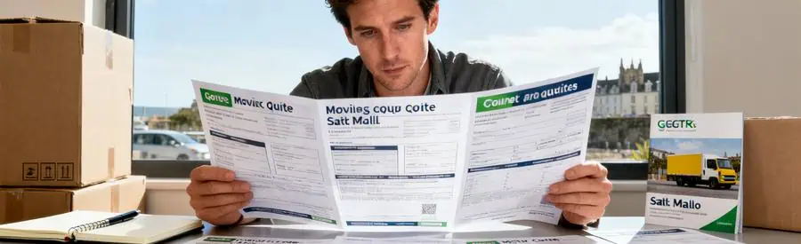 Personne examinant plusieurs offres de déménagement à Saint-Malo, représentant la simplification du processus.